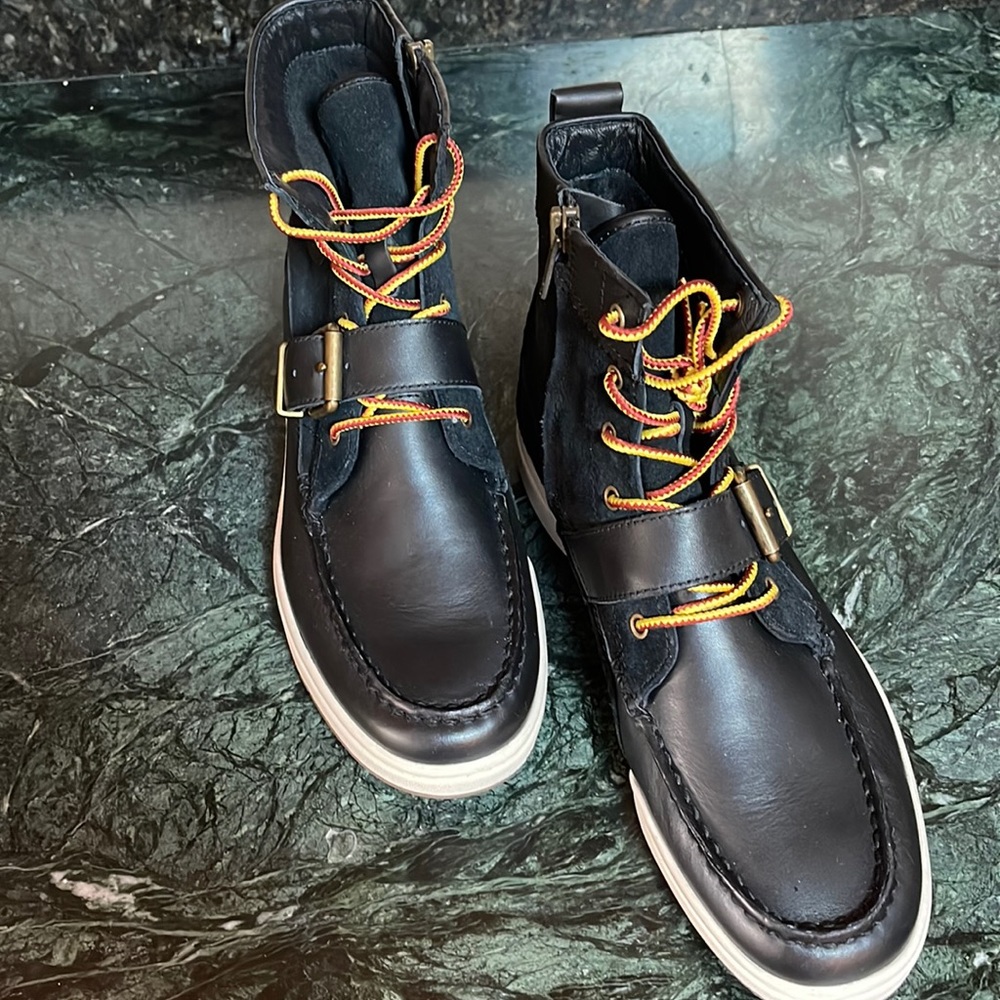 New Ralph Lauren Polo Ranger Men’s Brown Sneaker Boots Leather Suede Size 8.5.